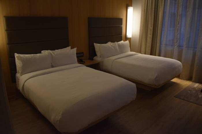 double beds in hotel room